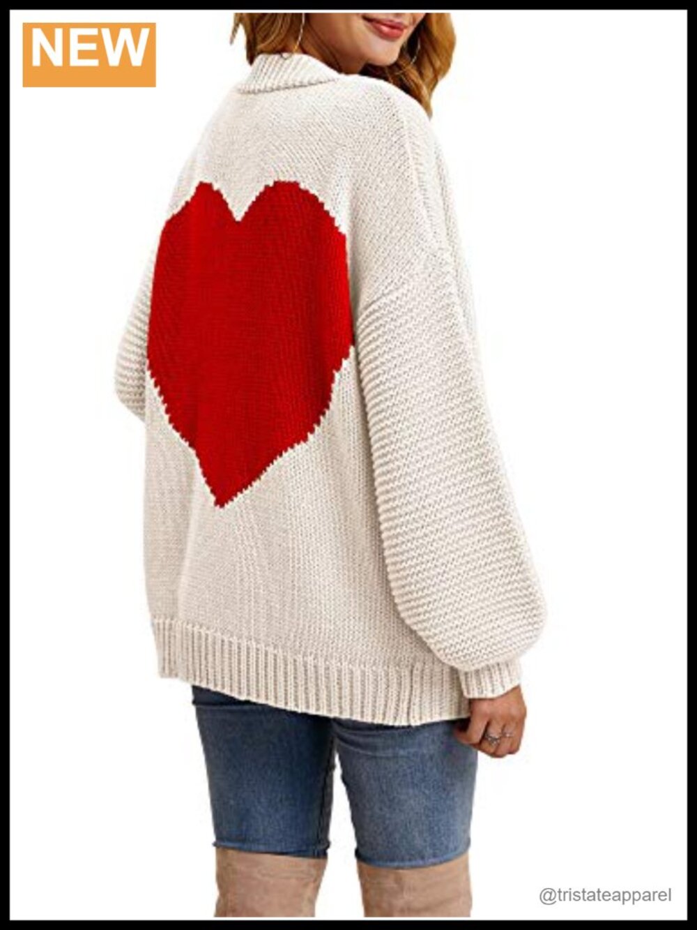 Oversized Open Front Cardigan Sweater, Valentine's Day Cozy Knit